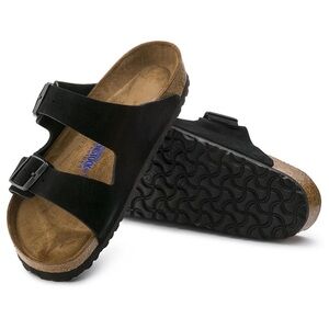 BIRKENSTOCK ARIZONA SUEDE SOFT FOOTBED SANDALS IN BLACK 44 11